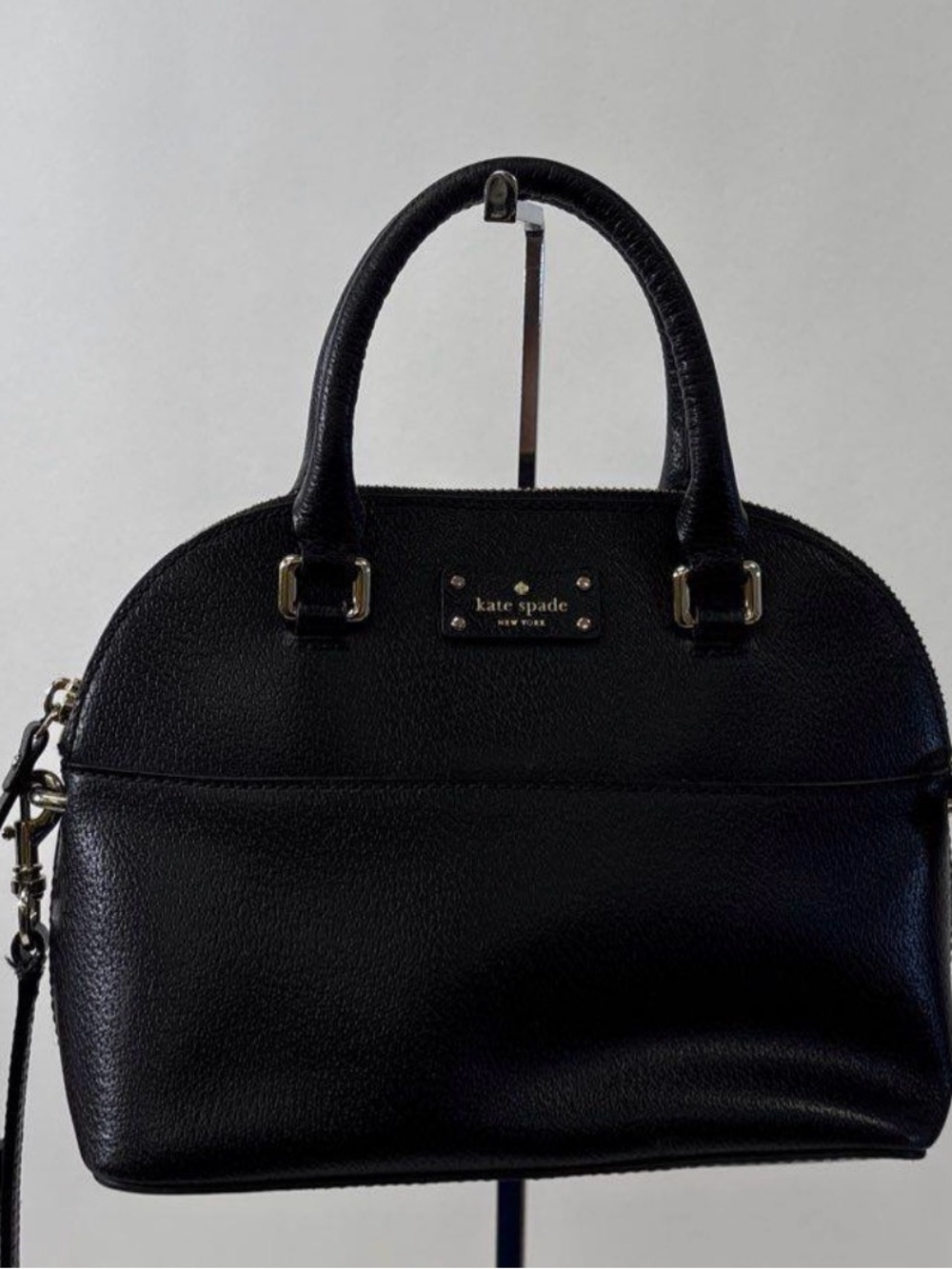 kate spade black pebble leather crossbody dome satchel
